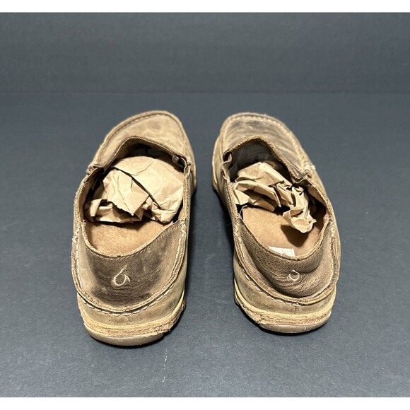 OluKai Moloa Mens 8 Shoes Brown Leather Slip On Casual Slipper Convert loafers - Picture 5 of 13